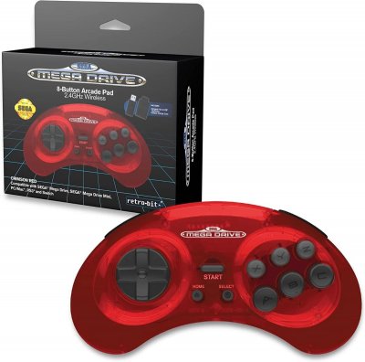 8BITDO Retrobit - Sega Mega Drive Manette Crimson Red 8 Boutons Sans Fil 2.4ghz - Dongle Usb/Port D'origine