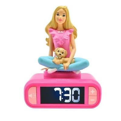 LEXIBOOK R&eacute;veil digital avec veilleuse lumineuse, Barbie en 3D, et effets sonores
