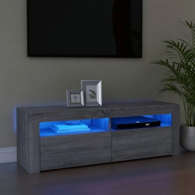 VIDAXL Revera Meuble TV avec lumi&egrave;res LED Gris Sonoma 120 x 35 x 40 cm