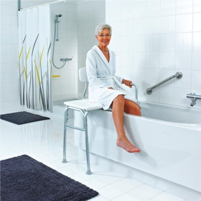 Ridder A0120101 Banc de Transfer Baignoire Aluminium Anodis&eacute; Blanc
