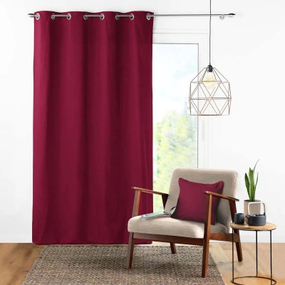 Rideau a oeillets 140 x 240 cm coton uni panama Bordeaux
