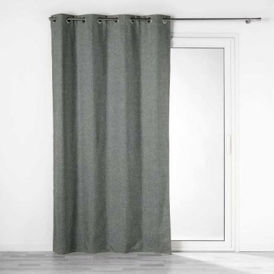 Rideau a oeillets 140 x 260 cm 100% occultant/chambray uni Crepuscule Anthracite - Anthracite