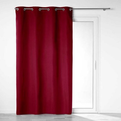 RIDEAU A OEILLETS 140 x 260 CM 100% OCCULTANT/MICROFIBRE UNIE OBSCURE BORDEAUX