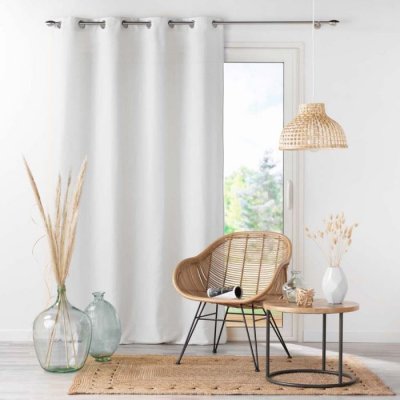 Rideau a oeillets 140 x 260 cm microfibre unie absolu Blanc