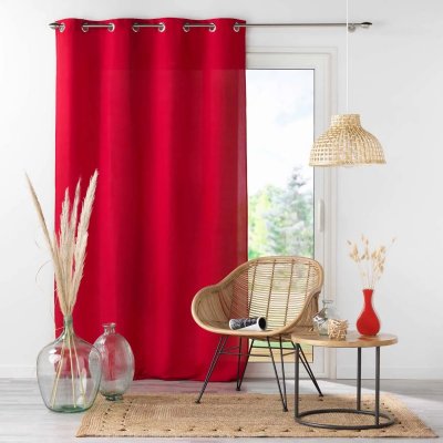Rideau a oeillets 140 x 260 cm microfibre unie absolu Rouge