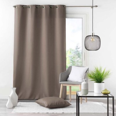 RIDEAU A OEILLETS 140 x 280 CM POLYESTER UNI ESSENTIEL TAUPE