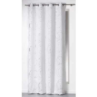 Rideau a oeillets Argent Bully Blanc 140 x 260 cm