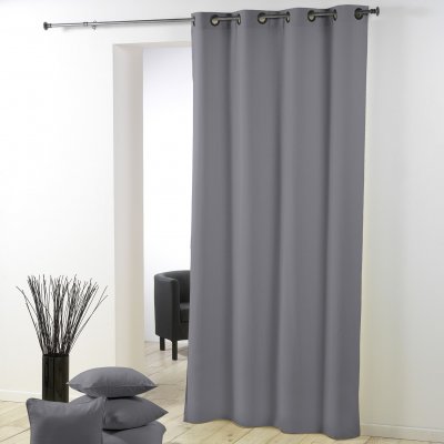 Rideau a oeillets metal 140 x 280 cm polyester uni essentiel Gris