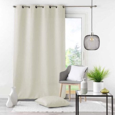 Rideau a oeillets metal 140 x 280 cm polyester uni essentiel Naturel