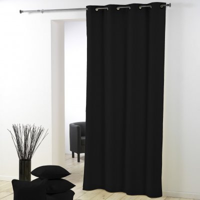 Rideau a oeillets metal 140 x 280 cm polyester uni essentiel Noir