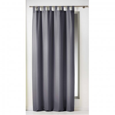 Rideau a passants 140 x 260 cm polyester uni essentiel Beton