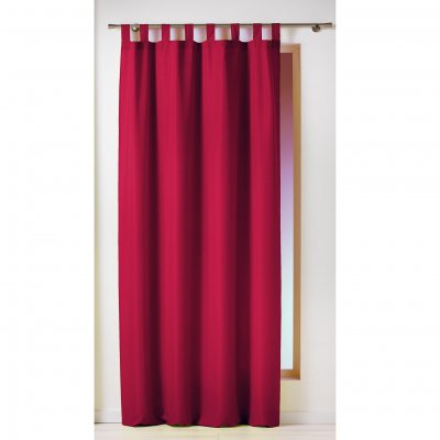 Rideau a passants 140 x 260 cm polyester uni essentiel Rouge