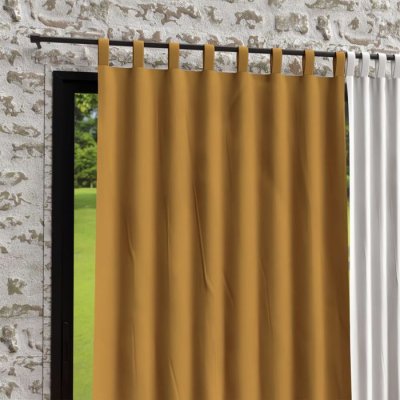 SOLEIL D OCRE Rideau &agrave; pattes en microfibre lav&eacute;e 135X250 cm BOHEME moutarde, par