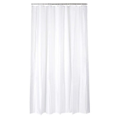 JJA Rideau de douche Blanc 180 x 200 cm anneaux inclus