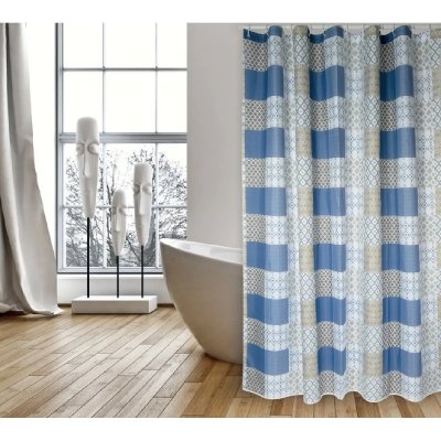 GENERIQUE Rideau de douche Polyester CERAMIQUE 180x200cm QUALITE PREMIUM Bleu