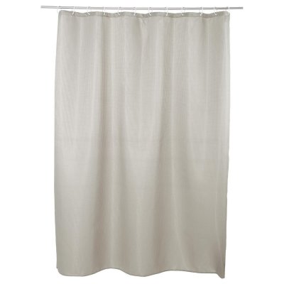 PARIS PRIX Rideau de douche Taupe d&eacute;co Nid d'abeille 180 x 200 anneaux inclus