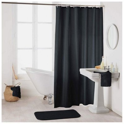 DOUCEUR D INTERIEUR Rideau de douche uni ""essencia"" 180x200cm noir