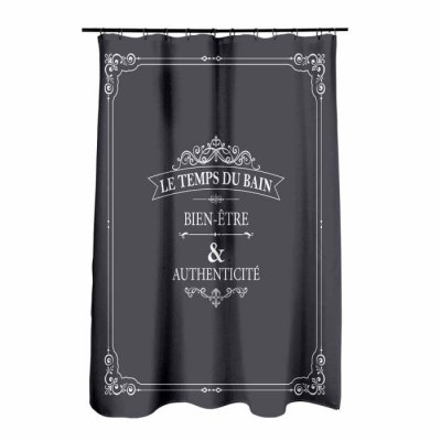 PARIS PRIX Rideau de douche ""vintage"" 180x200cm anthracite
