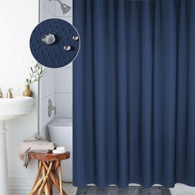YONIS Rideau de Douche -  - 180 x 200 cm - &Eacute;tanche - Anti-Moisissure - Polyester Bleu Marine 