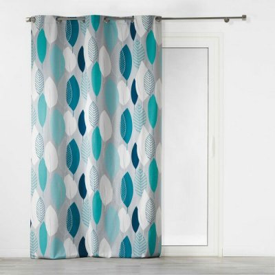 Rideau en Coton Farandole de Feuilles - Bleu - 140 x 240 cm