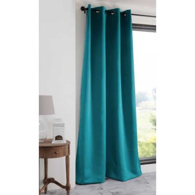 Rideau occultant &agrave;&nbsp;oeillets uni polyester NOTTE - C&eacute;ladon - 135x250cm