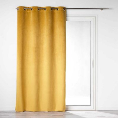 Rideau occultant en velours uni - Jaune - 135 x 260 cm