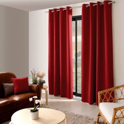 Rideau occultant et isolant uni rouge - 140x240cm - Rouge