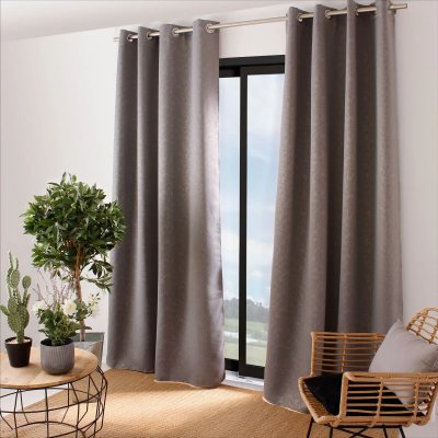 Rideau occultant motif frapp&eacute;, 8 oeillets 140x240cm gris