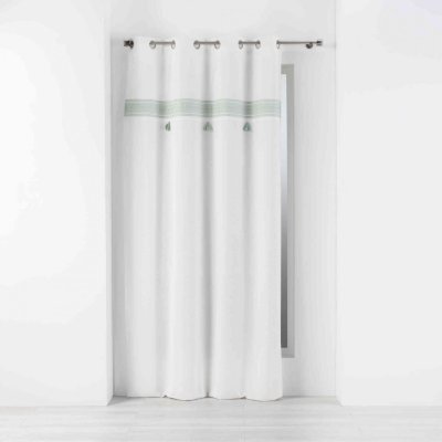 Rideau tamisant 140 x 240 cm coton + haut brod&eacute; Amaya Menthe - Menthe