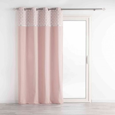 Rideau tamisant a oeillets 140 x 240 cm 100% coton Artchic Rose - Rose