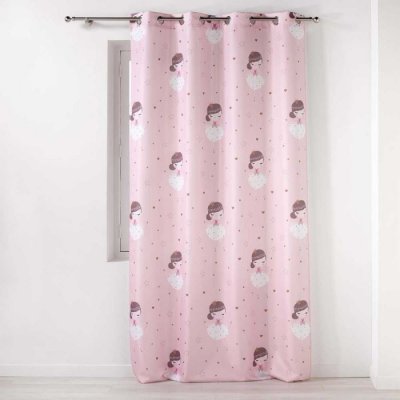 Rideau tamisant imprim&eacute; petite princesse - Rose - 140 x 260 cm