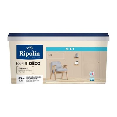 Ripolin - Peinture Murale Toutes Pi&egrave;ces - Mat - 2,5L - Lin