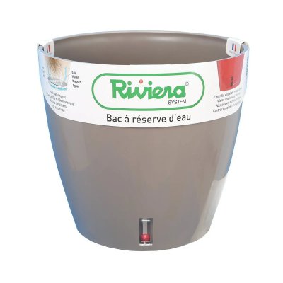 RIVIERA  Bac &agrave; r&eacute;serve d'eau - Rond - &Oslash; 36 x H 33 cm -Taupe