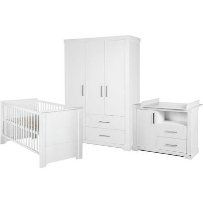 ROBA  Chambre B&eacute;b&eacute; compl&egrave;te ""Maxi"" - lit B&eacute;b&eacute; 70x140 cm + Commode &agrave; langer + Armoire  - Blanc