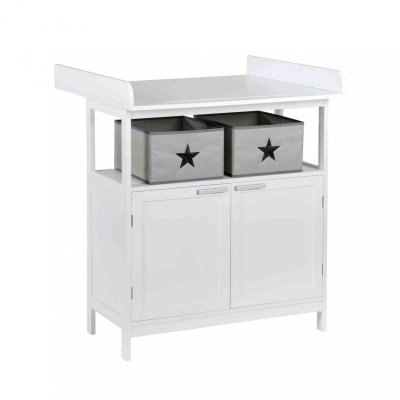 ROBA  Commode &agrave; langer ""Hamburg"" &agrave; 2 portes + 2 bo&icirc;tes de rangement - Blanc