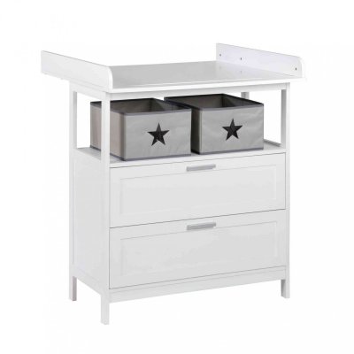 ROBA  Commode &agrave; langer ""Hamburg"" &agrave; 2 tiroirs + 2 bo&icirc;tes de rangement - Blanc