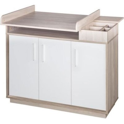 ROBA  Commode &agrave; langer ""Olaf"" &agrave; plan amovible - 3 portes - Blanc - Luna Elm