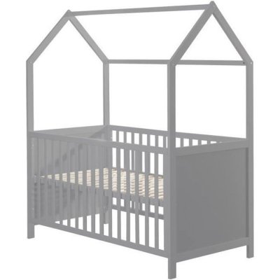 ROBA  Lit Cabane B&eacute;b&eacute; &Eacute;volutif 70x140 - Convertible et R&eacute;glable en Hauteur - Bois Gris
