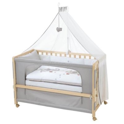 ROBA  Lit Cododo Complet ""Jumbotwins"" 60x120 cm avec 4 roues &agrave; freins  - Naturel