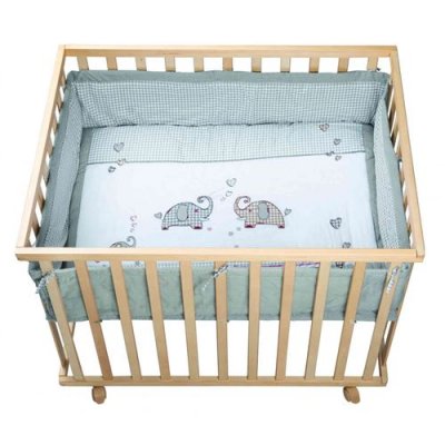 ROBA  Parc B&eacute;b&eacute; 75x100 + Tapis de Parc ""Jumbotwins"" - Bois Naturel