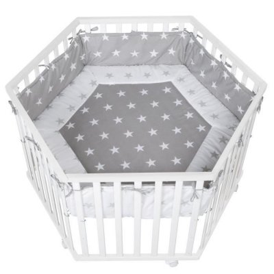 ROBA  Parc B&eacute;b&eacute; ""Little Stars"" + Tour de Parc de Protection et 6 Roues - Bois Blanc