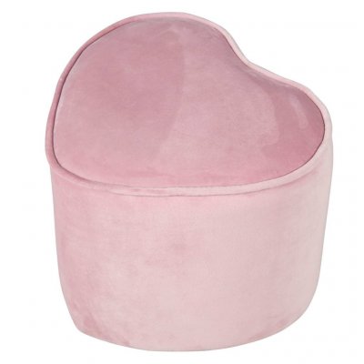  ROBA Pouf Enfant ""Lil Sofa"" Confortable en Velours - Forme Coeur - Rose
