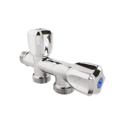 SOMATHERM Robinet &agrave; clapet double sorties pour machine &agrave; laver - M1/2"" - Sorties M3/4