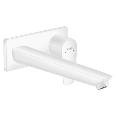 HANSGROHE Robinet de lavabo mitigeur encastr&eacute; blanc Talis avec bec de 22.5 cm 