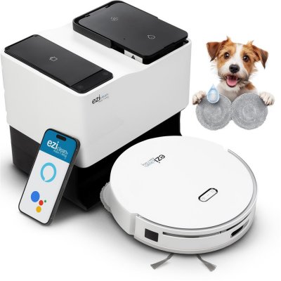 EZICLEAN Robot aspirateur laveur connect&eacute; avec base de vidage &reg; All In One Z15 Pro