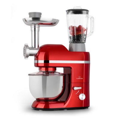 KLARSTEIN Robot de cuisine Lucia Elegance,, mixeur, hachoir &agrave; viande, 1300W, sans BPA - Rouge