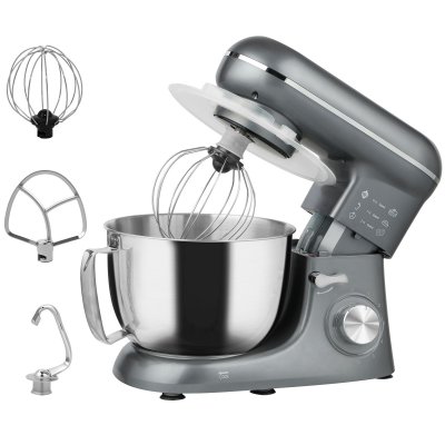 HOMCOM Robot p&acirc;tissier 4,5L 1300W 6+P vitesses bol d'acier inoxydable argent
