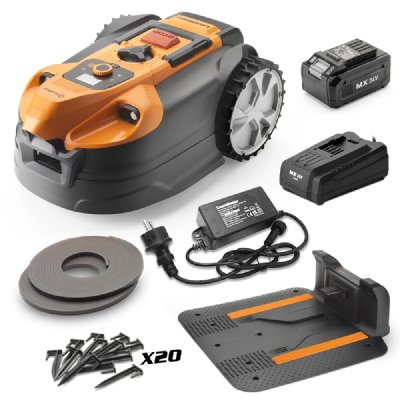LAWNMASTER Robot tondeuse autonome 24V sans fil p&eacute;rim&eacute;trique avec station de charge - Max 500m&sup2;