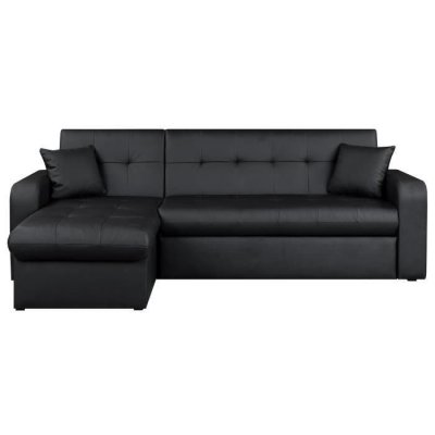 GENERIQUE ROMAN Canap&eacute; d'angle convertible r&eacute;versible 3 places - Simili noir