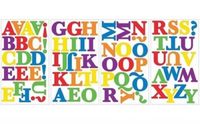 ROOMMATES  stickers muraux alphabet multicolore vinyle 73 pi&egrave;ces
